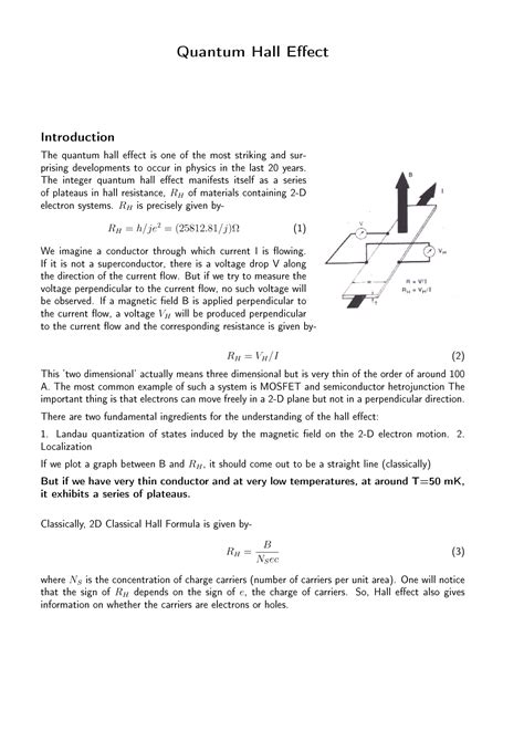 SOLUTION: Quantum hall effect - Studypool