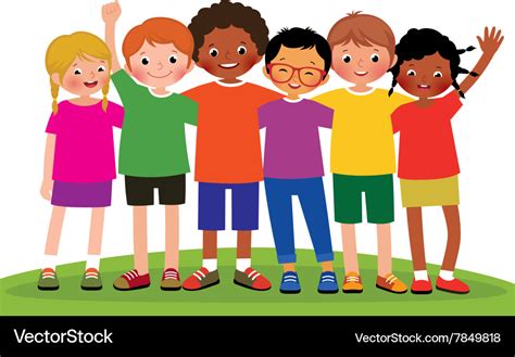 Group of children friends Royalty Free Vector Image