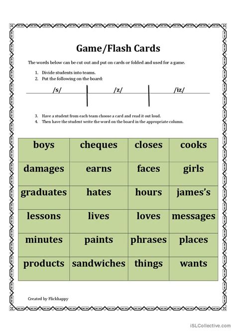 Pronunciation of final 's' pronunci…: English ESL worksheets pdf & doc