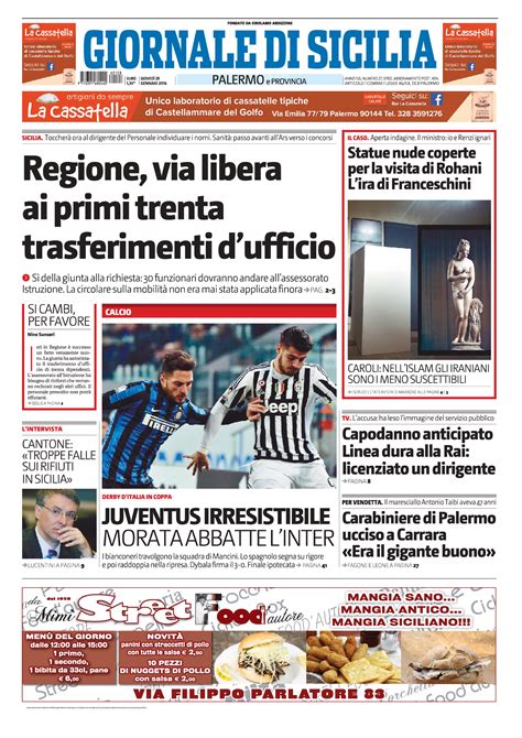 La prima pagina del Giornale di Sicilia sempre dedicata ai dipendenti ...