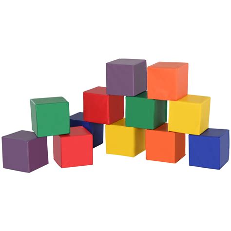 Soozier 12 Piece Soft Play Blocks Soft Foam Toy Building and Stacking ...