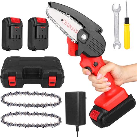 CawBing Mini Chainsaw, 4-Inch Electric Cordless Electric Chainsaw with ...