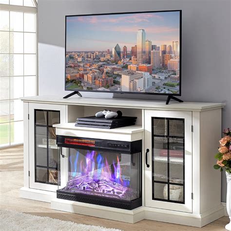 $12/mo - Finance AMERLIFE 3-Sided Glass Fireplace TV Stand for TVs up ...