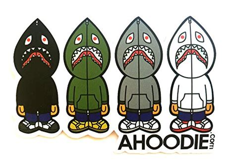 A Bathing Ape Bape Shark Hoodie Team Logo Classic Original Decal ...