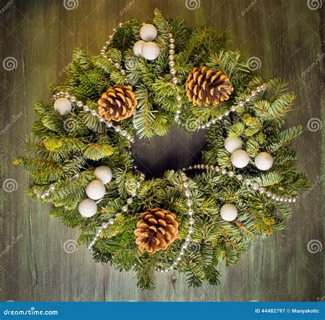 Christmas green wreath stock image. Image of tree, arrangement - 44482797