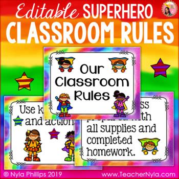 Superhero Classroom Rules - Editable Posters by Nyla's Crafty Teaching