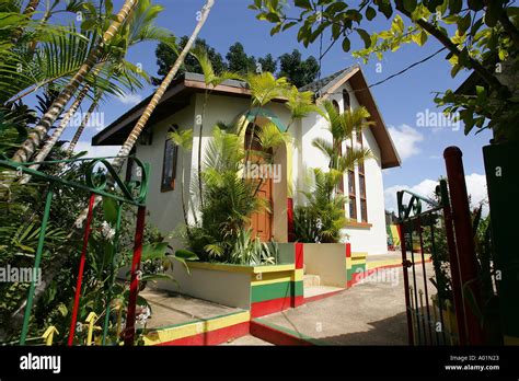 The gravesite and memorial of Bob Marley on the grounds of the Stock ...