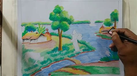 River Colored Pencil Drawing