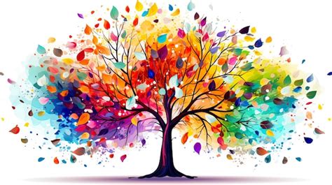 Premium AI Image | illustrations image of a tree with colorful Generate AI