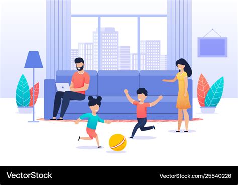 Family spending time at home cartoon Royalty Free Vector