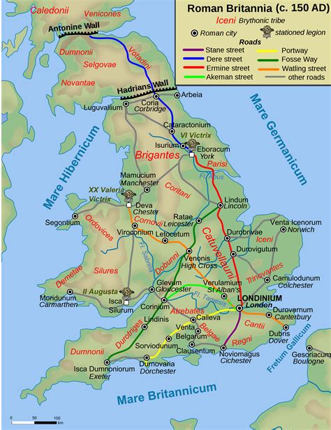 Map of Roman Britain, 150 AD (Illustration) - World History Encyclopedia