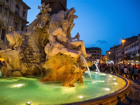 evening, Sculptures, Rome, Italy, Fountains, Piazza, Navona, Cities ...