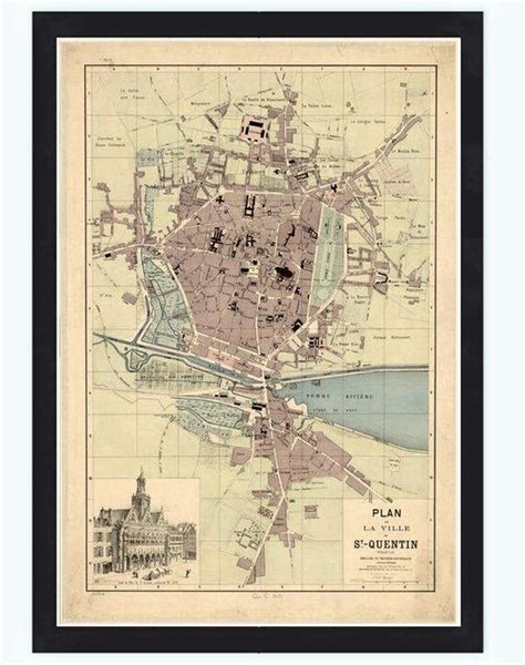 Old Map of Saint Quentin France 1871 by OldCityPrints on Etsy