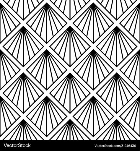 Art deco pattern black white background Royalty Free Vector