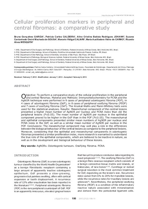 (PDF) Cellular proliferation markers in peripheral and central fibromas ...