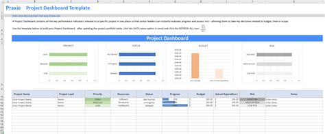 Project Dashboard Templates Excel