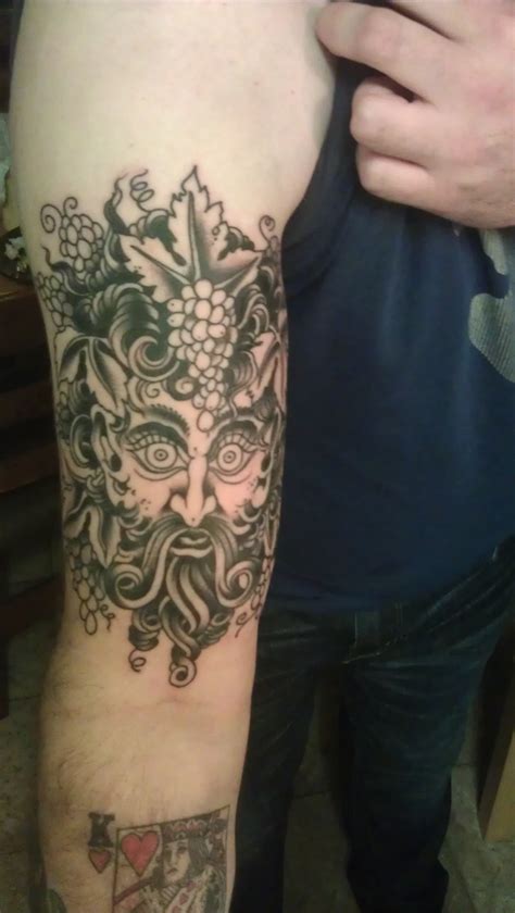 Bacchus by Adam Warmerdam @ Dark Horse Tattoo. First session. : tattoos