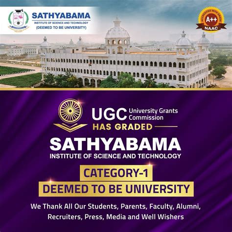 UGC University Grants Commission has graded SATHYABAMA INSTITUTE OF ...