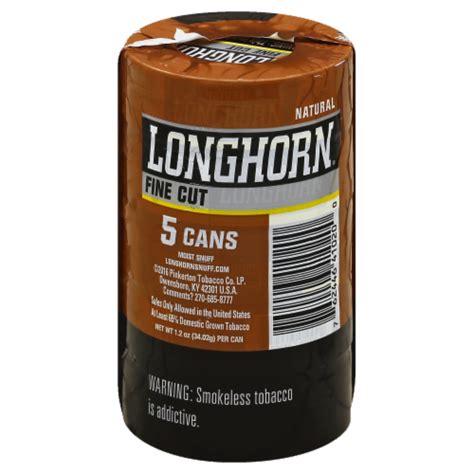 Longhorn® Natural Fine Cut Moist Snuff Tobacco, 5 ct - QFC