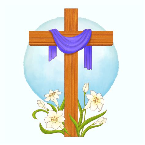 Cross With Lilies Clipart