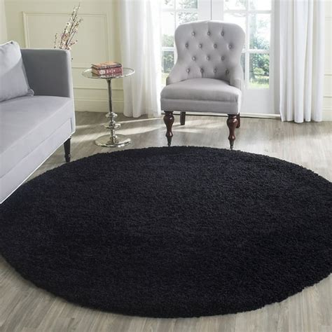 Safavieh Laguna Shag Collection SGL303L Black Round Area Rug (6'7 ...