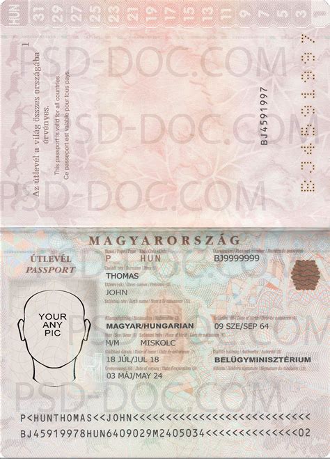 Hungarian passport 2012 PSD - PSD Store