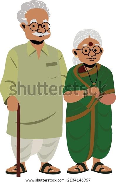 Indian Old Couple Grandparents Old Couple Stock Vector (Royalty Free ...