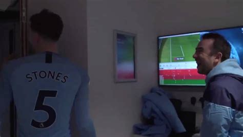 John Stones: Man City defender reacts to his goal-line clearance ...