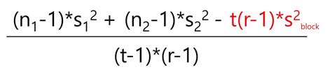 How to calculate pooled variance when including block in the ...