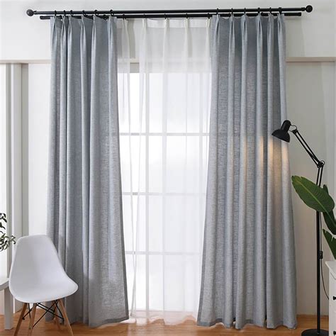 Grey Natural Linen Curtains Living Room Pinch Pleat Drapes – Anady Top