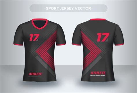 Red triangle Football Jersey design. Uniform T-shirt front and back ...