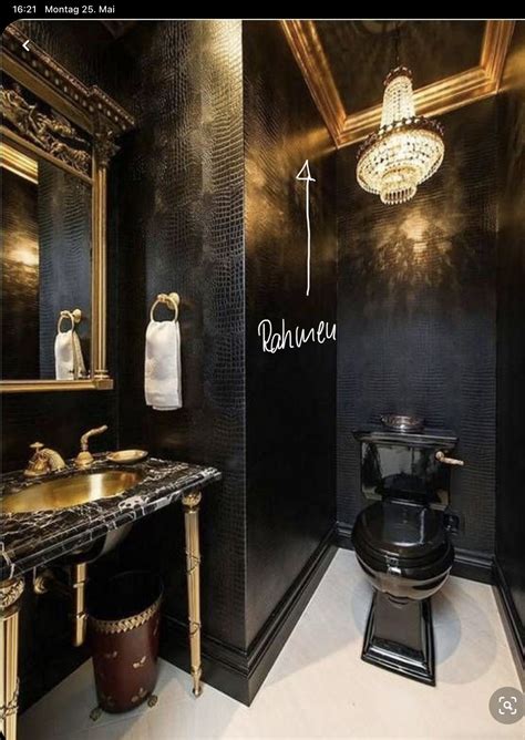 Pin by Dani on Öffentliche WC wände | Gold bathroom decor, Black and ...