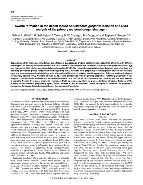 (PDF) Swarm formation in the desert locust Schistocerca gregaria ...