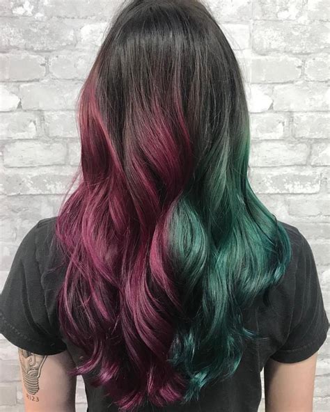 Split Dyed Hair, Split Hair, Hair Inspo Color, Hair Color, Half And ...