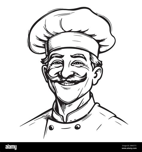 Happy chef in hat. Sketch vector illustration Stock Vector Image & Art ...