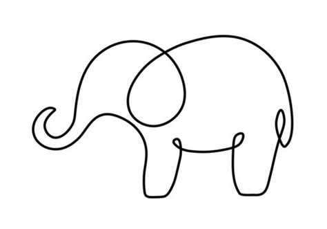 Cute Elephant Outline Template