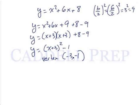 How To Convert A Standard Quadratic Equation Into Vertex Form ...