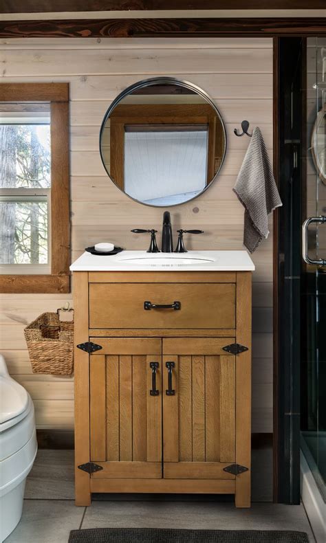 Decor Living Cheyenne 24 in. Vanity in A Rustic Wood Finish Features ...