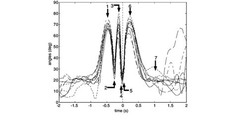 Sagittal knee flexion angles from one person in 10 horizontal hops ...