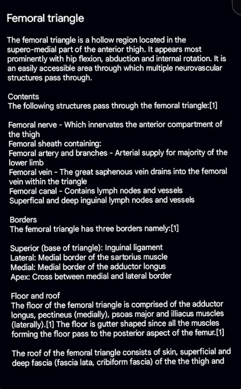 Femoral Triangle - Femoral triangle The femoral triangle is a hollow ...