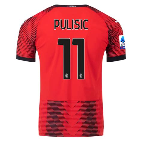 Puma AC Milan Christian Pulisic Authentic Home Jersey w/ Serie A Patch ...