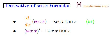 Derivative of sec x: Formula, Proof by First Principle, Chain, Quotient ...