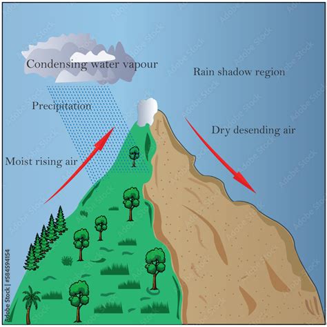 Labeled weather system movement scheme. Educational diagram with ...