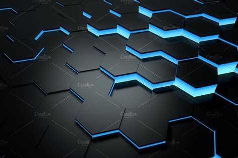 Glowing blue hexagon background | Hexagon background, Hexagon design ...