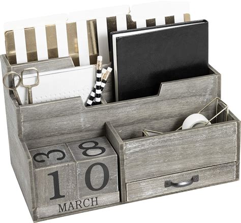 Amazon.com: BLU MONACO Wooden Mail Organizer Desktop with Block ...