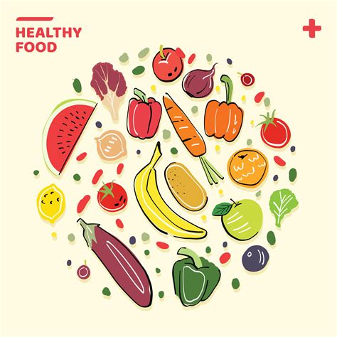 Healthy Food hand-drawn illustration 420596 Vector Art at Vecteezy