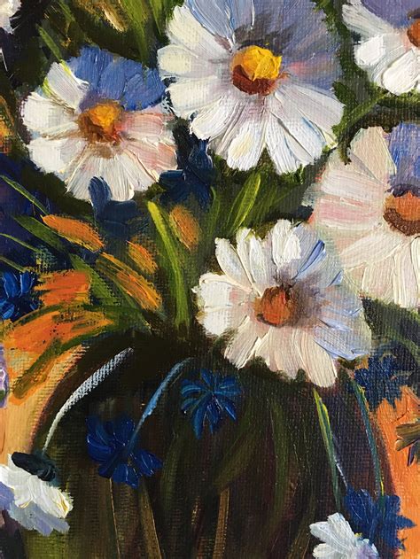 Daisy Painting Originai Oil Painting Daisy Bouquet Flowers Art | Etsy