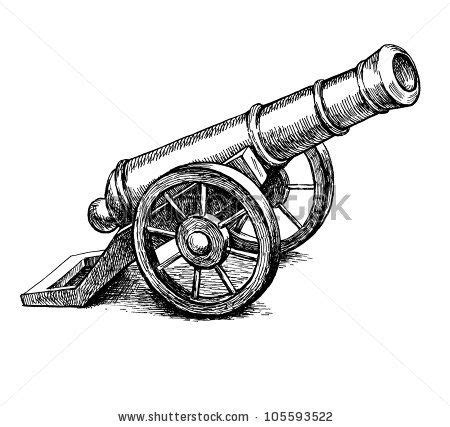 Ancient cannon vintage ink engraving illustration stock illustration ...