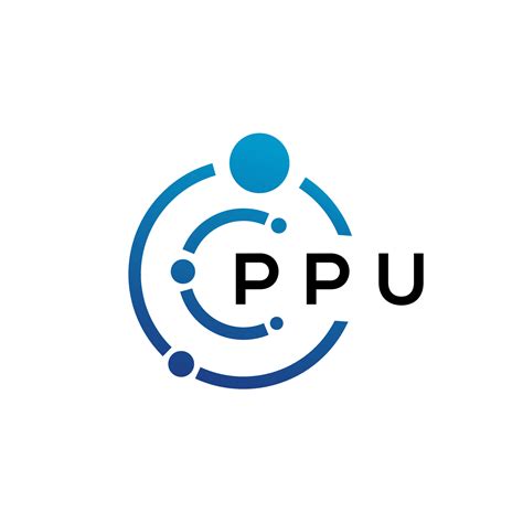 diseño de logotipo de tecnología de letra ppu sobre fondo blanco. ppu ...