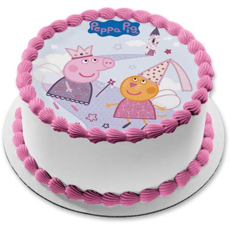 Peppa Pig Fairy Crown Magic Wand Fairy Wings Castle Edible Cake Topper ...